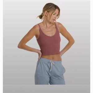 Vuori Women's Rib Crop Tank Bralette Marsala VW189 Rosewood Comfort Yoga XS